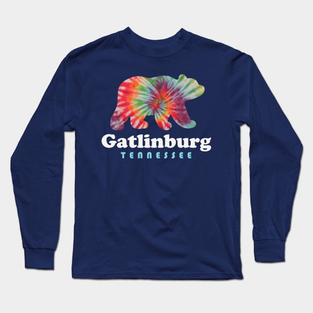 Gatlinburg Tennessee Tie Dye Bear Great Smoky Mountains Long Sleeve T-Shirt by PodDesignShop